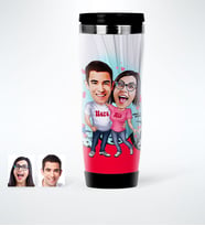 BK Gift Kişiye Özel Sevgililer Karikatürlü Çelik Termos Bardak  5