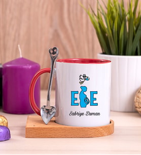 Ebe Ahşap Altlıklı Kırmızı Kupa Bardak