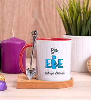 Ebe Ahşap Altlıklı Kırmızı Kupa Bardak