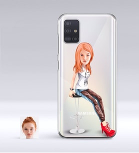 BK Gift Kişiye Özel Bayan Karikatürlü Samsung Galaxy A51 İnce Şeffaf Silikon Telefon Kapağı-39 (Beyaz)
