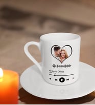 BK Gift Kişiye Özel Kalpli Fotoğraflı Spotify Barkodlu Kahve Fincanı-1 (Beyaz)