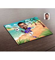 BK Gift Kişiye Özel Sarı Lacivert Futbolcu Karikatürlü Ahşap Puzzle-1