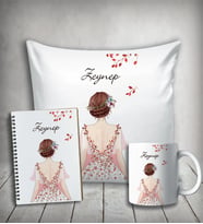 Kişiye Özel Prenses Kız Karakter Yastık & Kupa & Defter