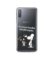Snoopy Tasarımlı Süper Şeffaf Silikon Telefon Kılıfı Samsung A7 (2018)