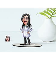 BK Gift Kişiye Özel Bayan Doktor Karikatürlü Ahşap Biblo