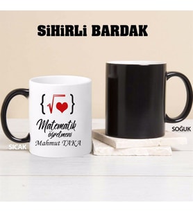 Matematik Öğretmeni Kupa Bardağı Sihirli (Beyaz)
