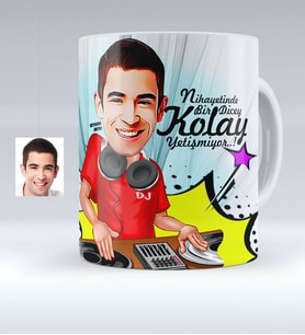 BK Gift Kişiye Özel Bay Dj Karikatürlü Beyaz Kupa Bardak  1