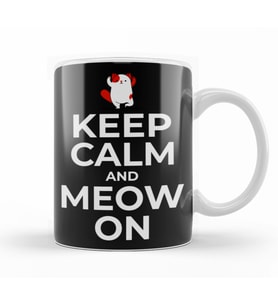 Kedi Cats Keep Calm and Meow On Kupa Bardak Porselen