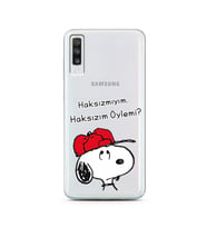 Snoopy Tasarımlı Süper Şeffaf Silikon Telefon Kılıfı Samsung A70