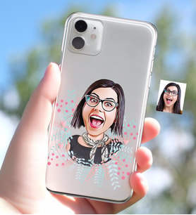 BK Gift Kişiye Özel Bayan Karikatürlü iPhone 11 İnce Şeffaf Silikon Telefon Kapağı-50 (Beyaz)