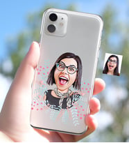BK Gift Kişiye Özel Bayan Karikatürlü iPhone 11 İnce Şeffaf Silikon Telefon Kapağı-50 (Beyaz)