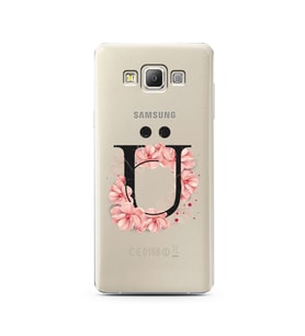 Pembe Çiçekli Harf Tasarım Süper Şeffaf Silikon Telefon Kılıfı Samsung A7 (2015)