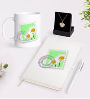 BK Gift Kişiye Özel Papatya Temalı En İyi Öğretmen Beyaz Kupa Defter Kalem ve İsimli Papatya Kolye Hediye Seti-10 (Model 1)