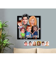 BK Gift Kişiye Özel Aile Karikatürlü 3D Ahşap Tablo-10