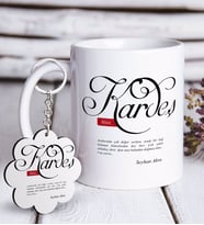 BK Gift Kişiye Özel Mânâ Kardeş Beyaz Kupa ve Anahtarlık Hediye Seti (Model 1)