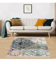 Yaprak Desenli Batik Renk Geçişli Dijital Baskı Kaymaz Taban Yıkanabilir Modern Salon Halı ve Yolluk (Su Yeşili)