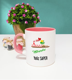 Mesajlı Ziraat Mühendisi Tasarımlı Kişiye Özel Hediye Ziraat Mühendisi Kupa Bardak Pembe