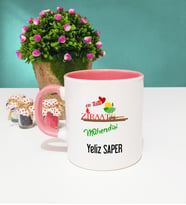 Mesajlı Ziraat Mühendisi Tasarımlı Kişiye Özel Hediye Ziraat Mühendisi Kupa Bardak Pembe