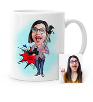 BK Gift Kişiye Özel Bayan Profesyonel Fotoğrafçı Karikatür Beyaz Kupa Bardak  1