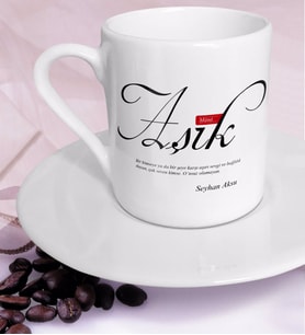 BK Gift Kişiye Özel Mânâ Aşık Türk Kahvesi Fincanı (Beyaz)