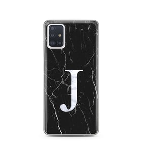 Samsung A51 Siyah Mermer Harf Tasarımlı Telefon Kılıfı J-Harfi 