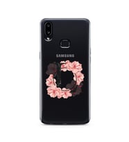 Pembe Çiçekli Harf Tasarım Süper Şeffaf Silikon Telefon Kılıfı Samsung A10s L-Ha