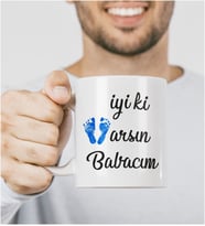 İyi Ki Varsın Babacım Bebek Ayak İzi Kupa Bardak Baba Doğum Günü Hediye
