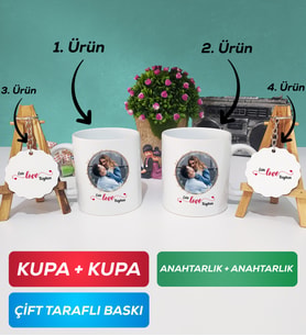 İkili Sevgiliye Sevgililer Günü Hediyesi 11 Kupa Bardak Anahtarlık