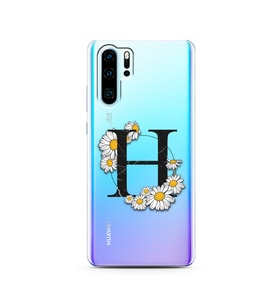 Papatya Harf Tasarım Süper Şeffaf Silikon Telefon Kılıfı Huawei P30 Pro  H-Harfi