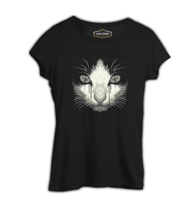 Kedi Siyah Kadın Tshirt