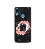 Mermer Çiçekli Harf Tasarım Süper Şeffaf Silikon Telefon Kılıfı Huawei Y6 (Prime