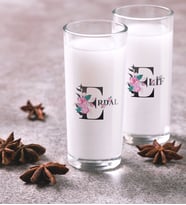 BK Gift Kişiye Özel Renkli Baskılı Harfli İkili Rakı Bardağı Seti-1 (Beyaz)