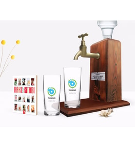 BK Gift Kişiye Özel Renkli Baskılı Tekirdağ Tasarımlı Turistik İkili Rakı Bardağı Ahşap Rakı Standı ve Cep Kitabı Hediye Seti-1 (Model 1)