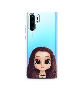 Kıvırcık Saçlı Kız Tasarımlı Süper Şeffaf Silikon Telefon Kılıfı Huawei P30 Pro 