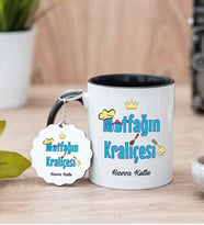 Mutfağın Kraliçesi Siyah Kupa Bardak Ve Anahtarlık Set