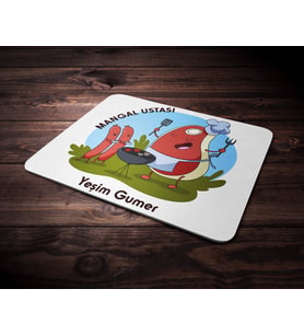 Kişiye Özel Mangal Ustası Tasarımlı Mouse Pad (Renksiz)