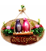 Aile Kuş Welcome Yazılı Kapı Süsü