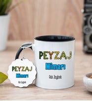 Peyzaj Mimarı Siyah Kupa Bardak Ve Anahtarlık Set