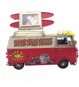 Nostaljik Metal Desenli Vosvos Minibüs Resim Çerçevesi ve Kumbara E-3831