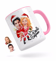 BK Gift Kişiye Özel Yeni Yıl Sevgililer Karikatürlü Pembe Kupa Bardak-2