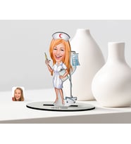 BK Gift Kişiye Özel Hemşire Karikatür Ahşap Biblo  2