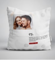 BK Gift Kişiye Özel Fotoğraflı Eş Anlamı Yastık (Beyaz)