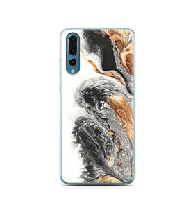Mermer Tasarımlı Süper Şeffaf Silikon Telefon Kılıfı Huawei P20 Pro  