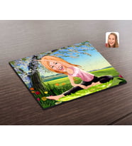 BK Gift Kişiye Özel Kadın Yoga Karikatürlü Ahşap Puzzle-1