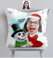 BK Gift Kişiye Özel Yılbaşı Temalı Bayan Karikatürlü  Yastık - 4