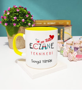 Mesajlı Eczane Teknikeri Kupa Bardak Sarı