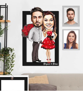 Kişiye Özel Sevgili Karikatürlü 3D Ahşap Tablo 30x47 Model 10