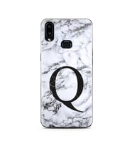 Samsung A10s Beyaz Mermer Harf Tasarımlı Telefon Kılıfı Q-Harfi 