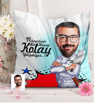 BK Gift Kişiye Özel Bay Kasap Karikatürlü  Yastık  1