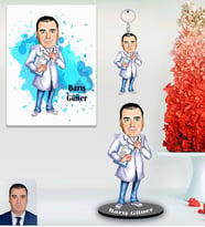 Kişiye Özel Doktor Karikatürlü 3 lü Hediye Seti Bay-3